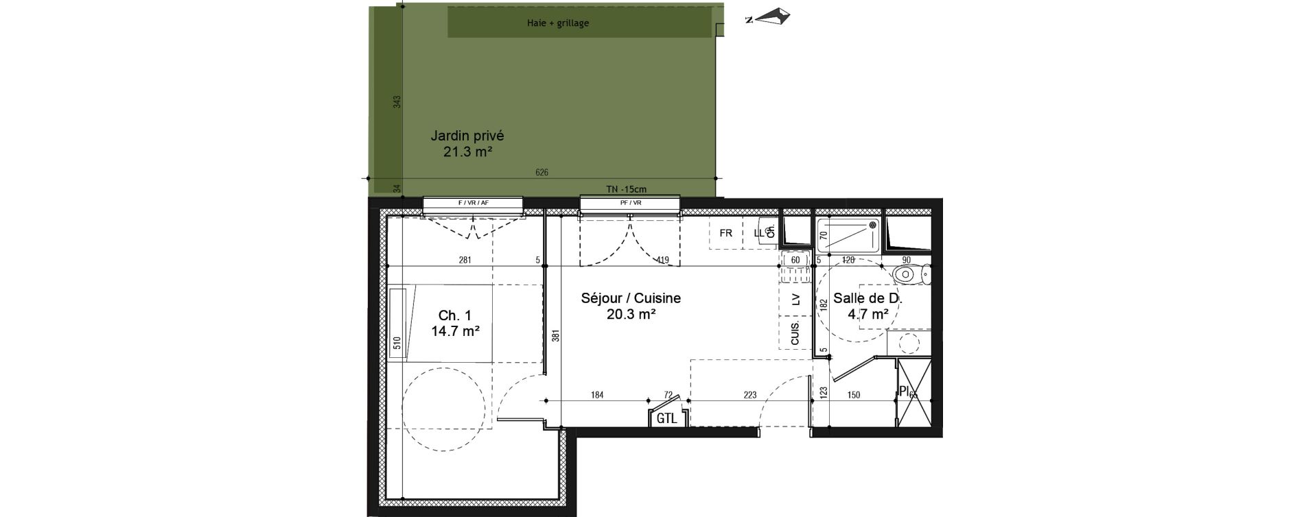 Appartement T2 de 39,70 m2 au Petit-Quevilly Centre