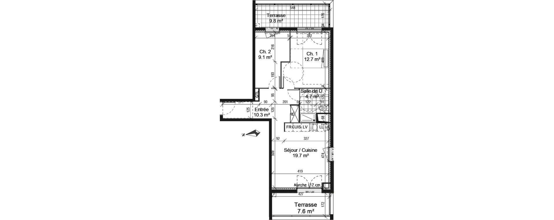 Appartement T3 de 56,50 m2 au Petit-Quevilly Centre