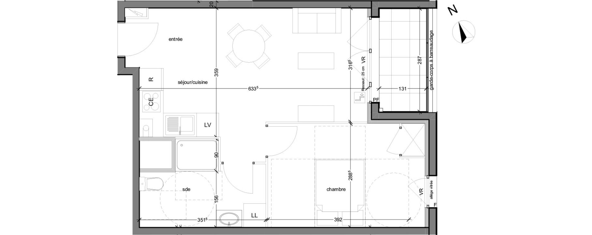 Appartement T2 de 42,30 m2 au Petit-Quevilly Centre