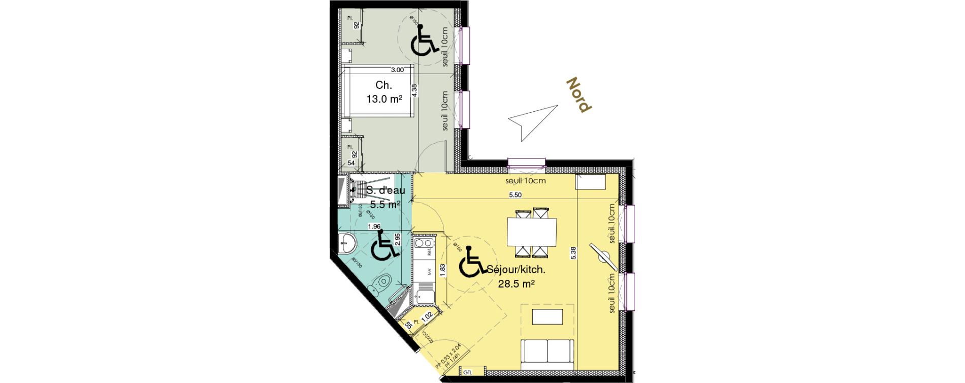 Appartement T2 meubl&eacute; de 47,00 m2 au Tr&eacute;port Centre