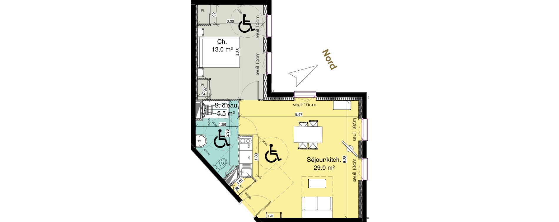 Appartement T2 meubl&eacute; de 47,50 m2 au Tr&eacute;port Centre