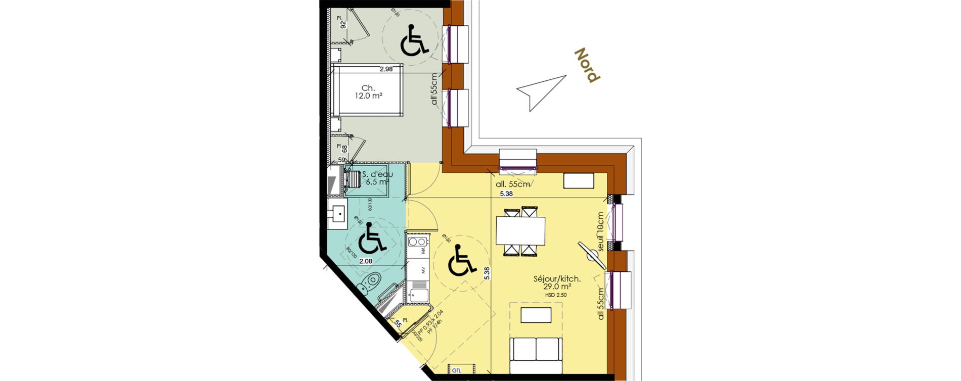 Appartement T2 meubl&eacute; de 47,50 m2 au Tr&eacute;port Centre