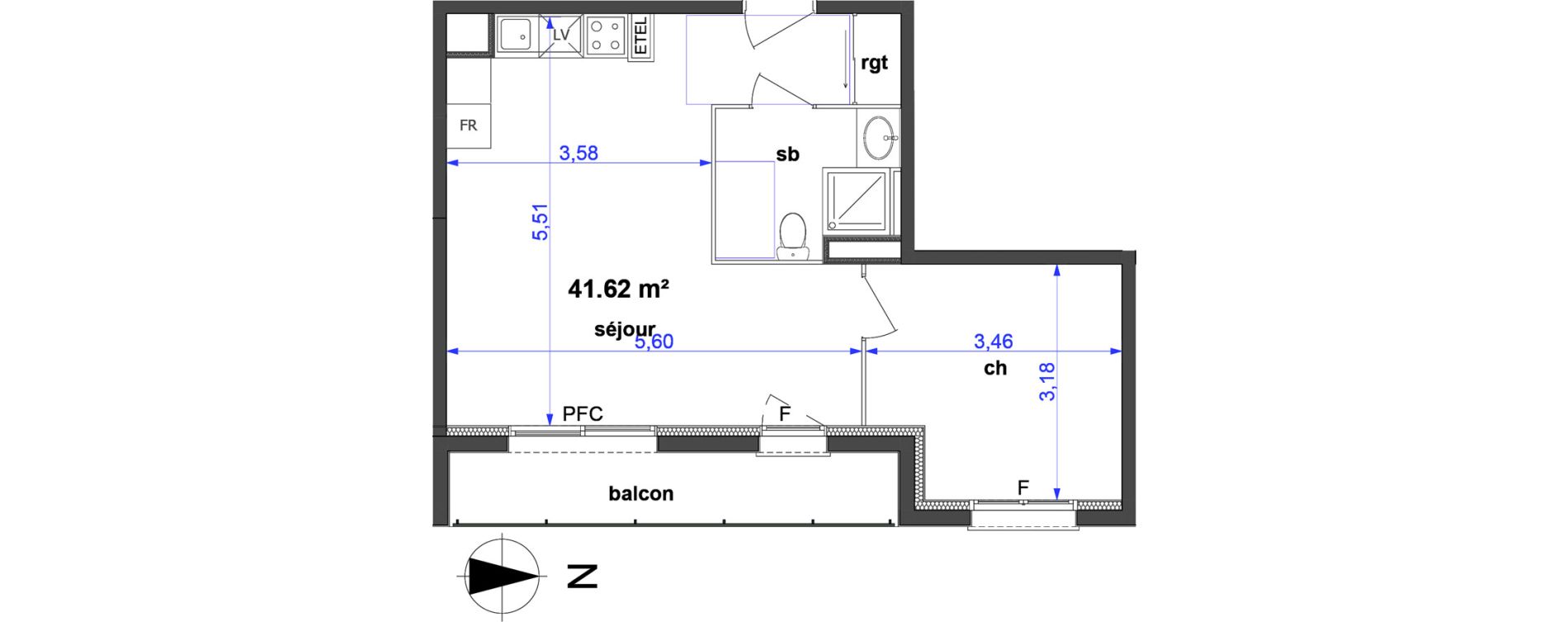 Appartement T2 de 41,62 m2 &agrave; Maromme Centre