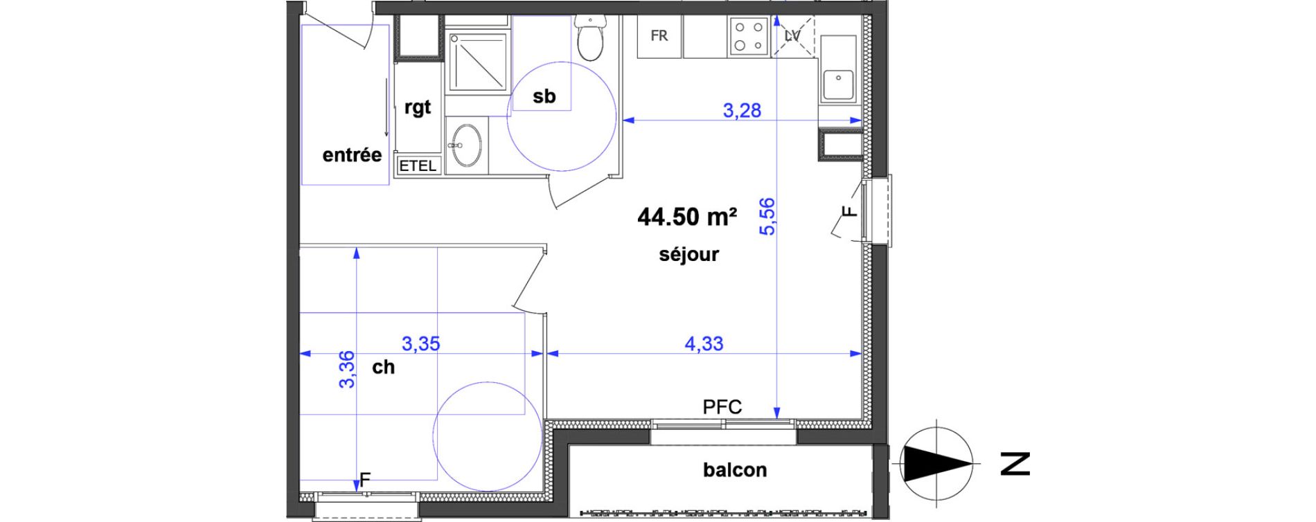Appartement T2 de 44,50 m2 &agrave; Maromme Centre