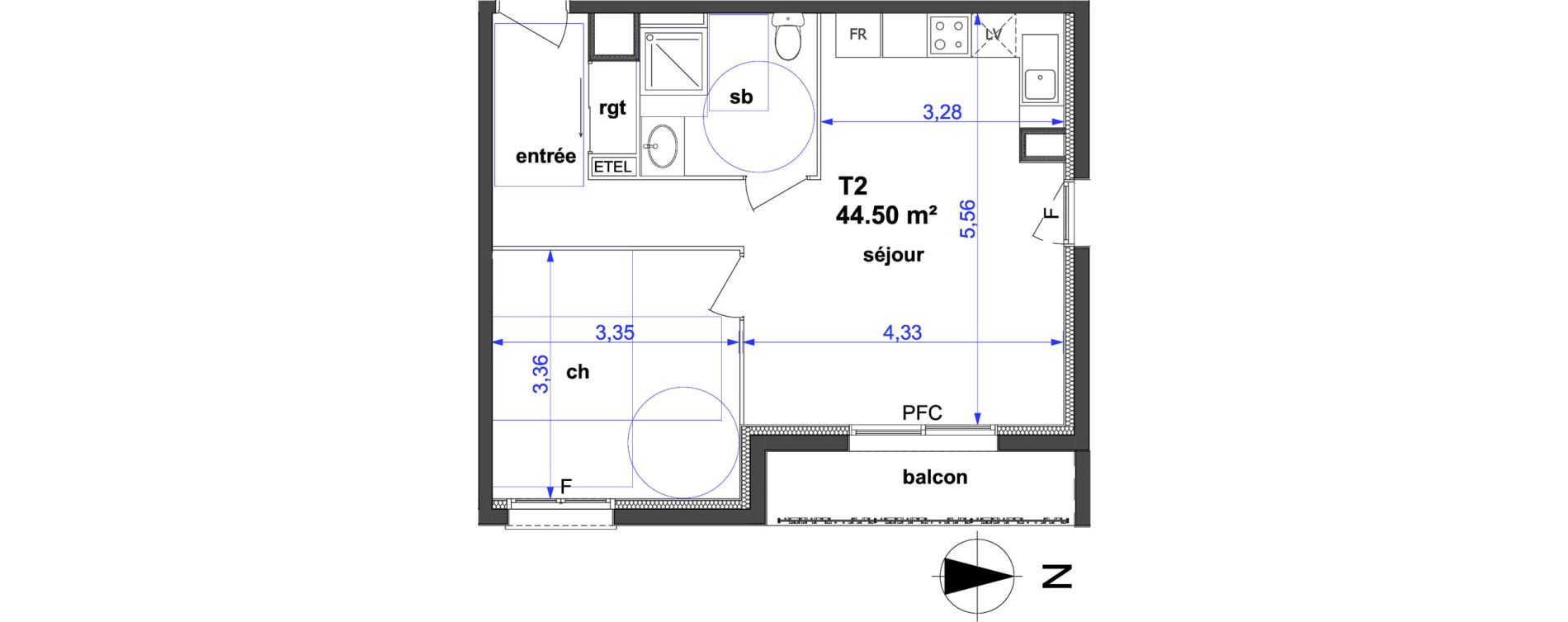 Appartement T2 de 44,50 m2 &agrave; Maromme Centre