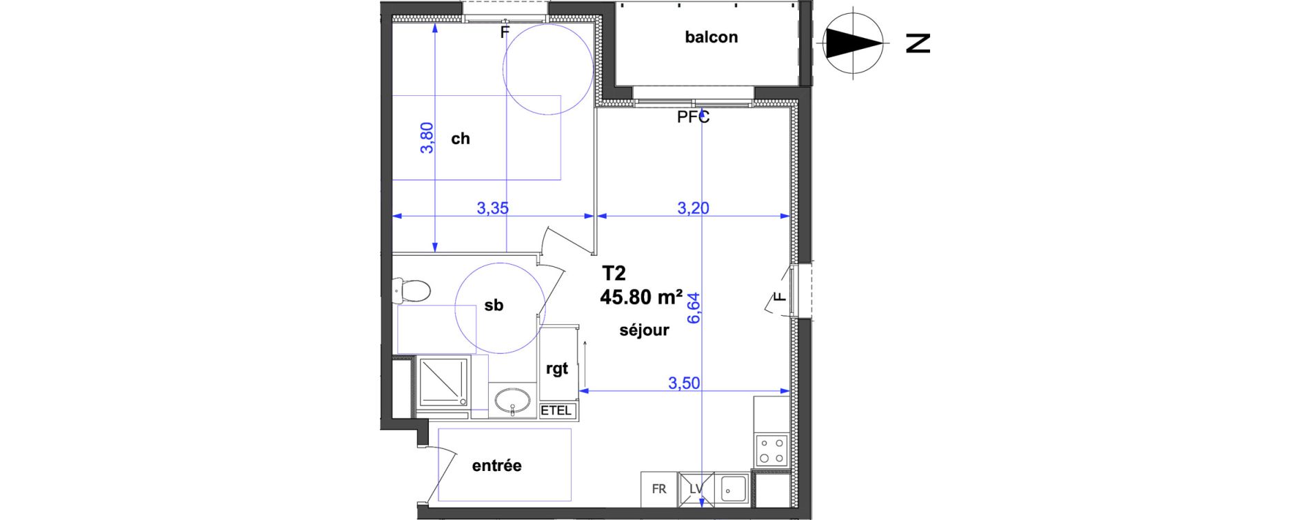 Appartement T2 de 45,80 m2 &agrave; Maromme Centre