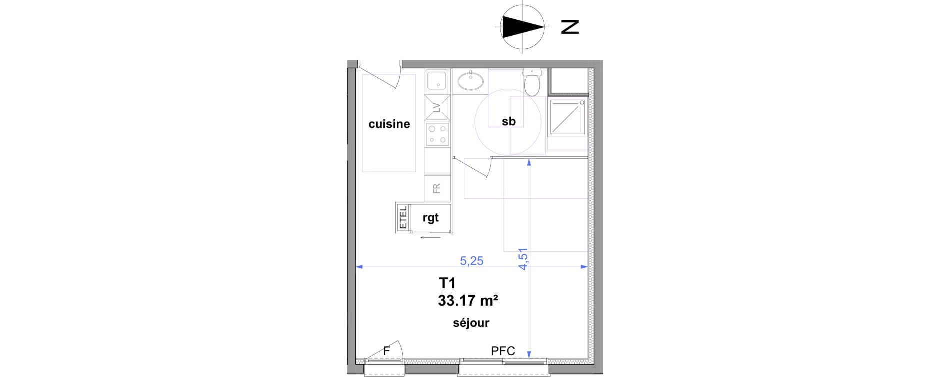 Appartement T1 de 33,17 m2 &agrave; Maromme Centre