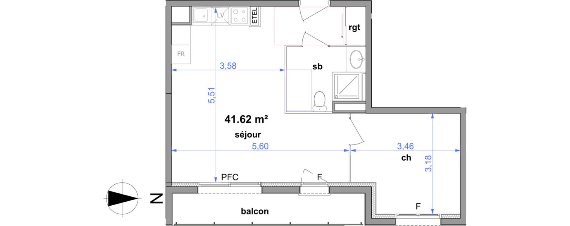 Appartement T2 de 41,62 m2 &agrave; Maromme Centre