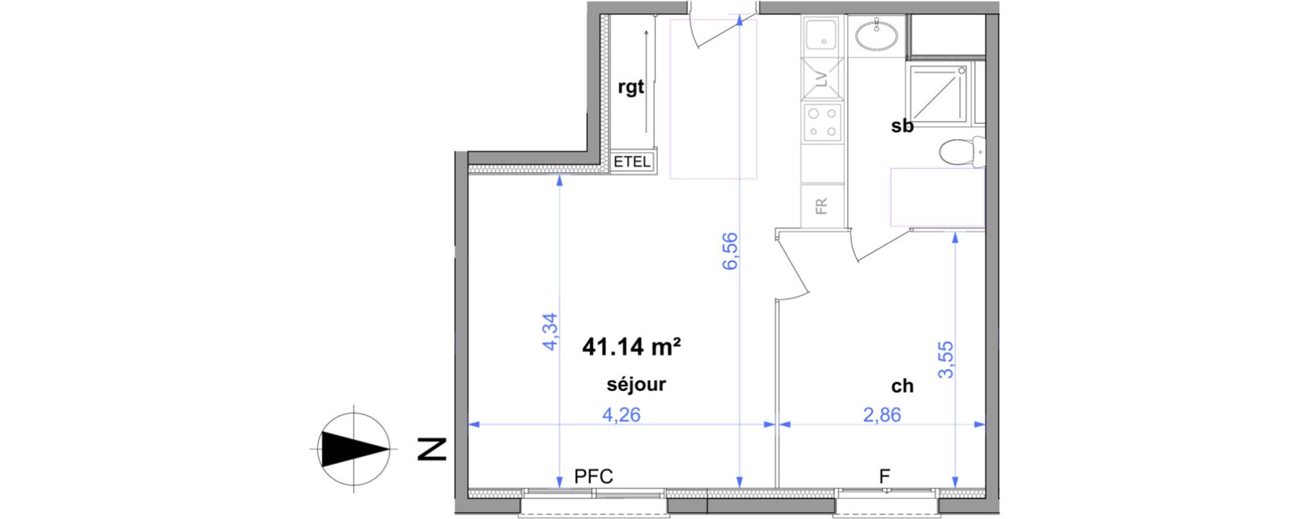 Appartement T2 de 41,14 m2 &agrave; Maromme Centre