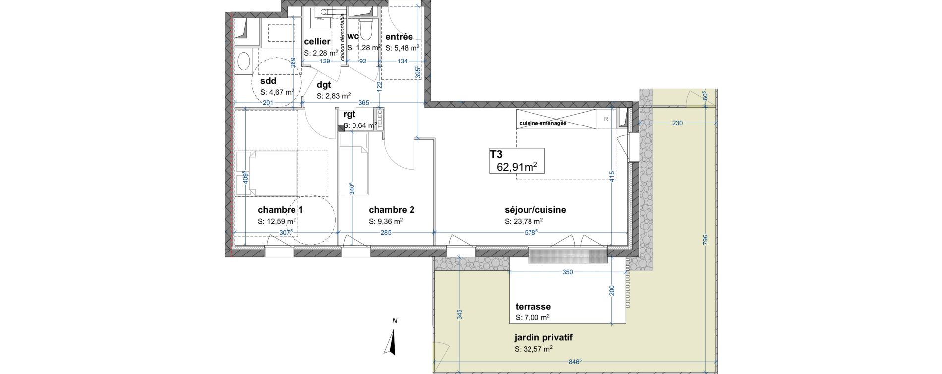 Appartement T3 de 62,91 m2 &agrave; Maromme Centre