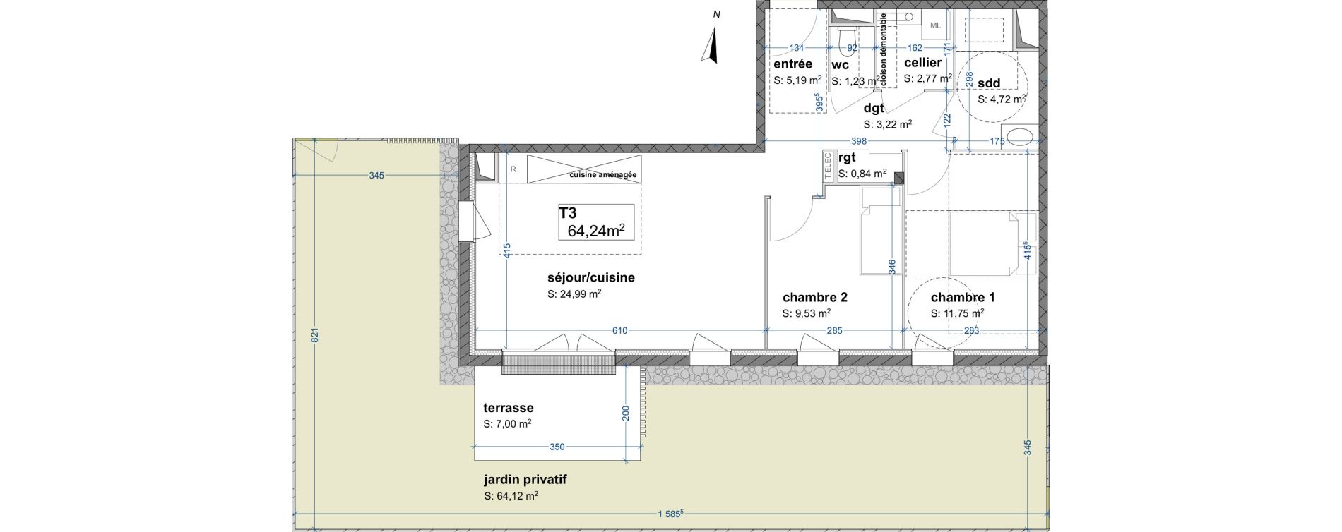 Appartement T3 de 64,24 m2 &agrave; Maromme Centre