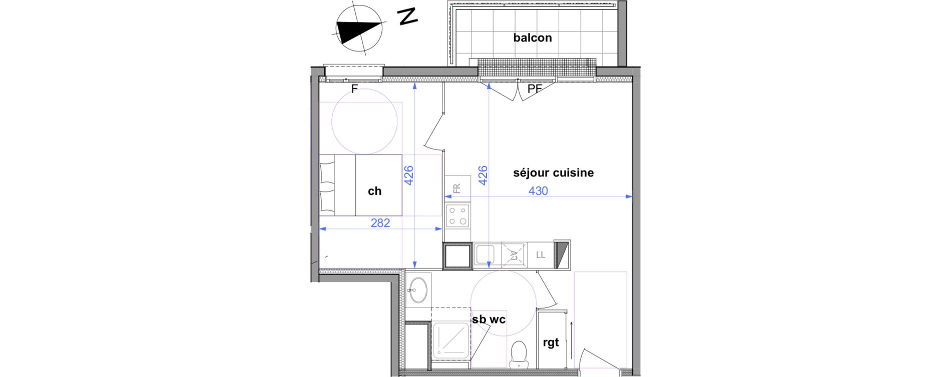 Appartement T2 de 40,38 m2 &agrave; Maromme Centre