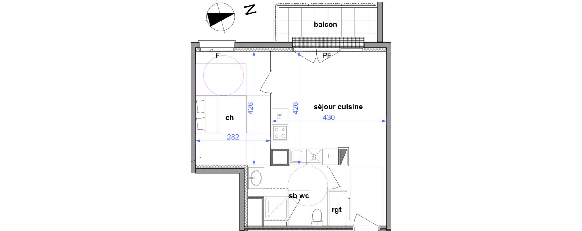 Appartement T2 de 40,38 m2 &agrave; Maromme Centre