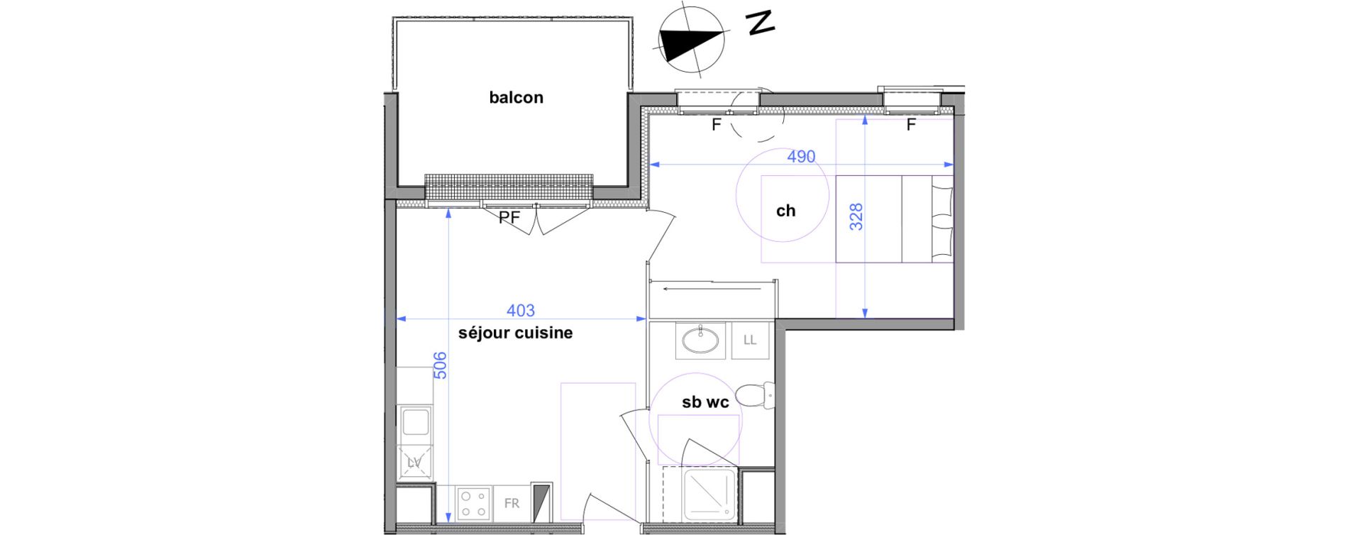 Appartement T2 de 41,73 m2 &agrave; Maromme Centre