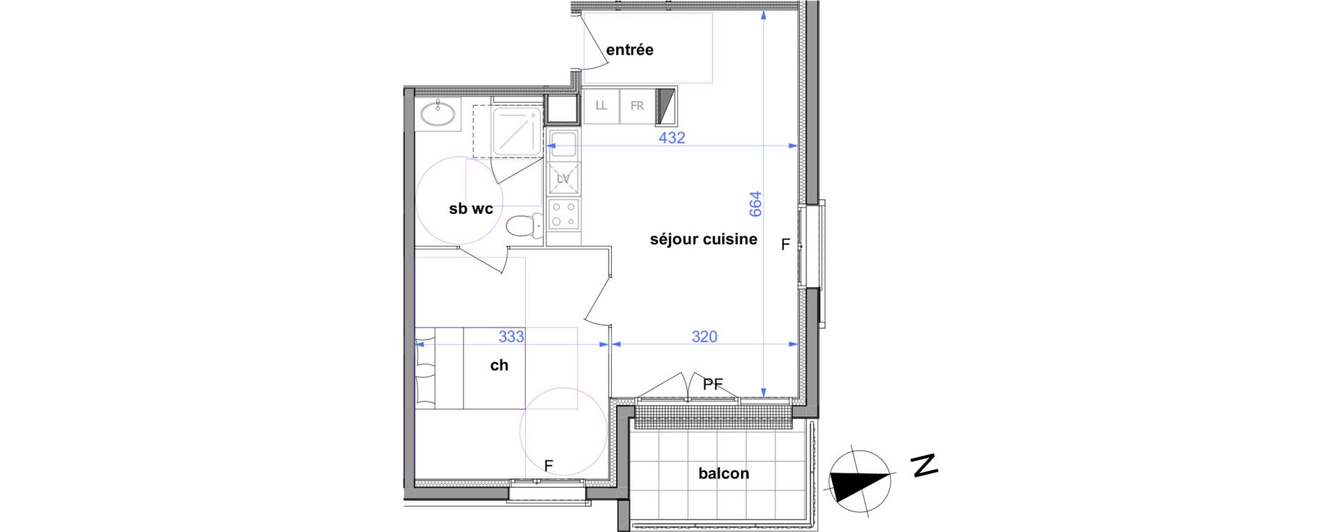 Appartement T2 de 42,93 m2 &agrave; Maromme Centre