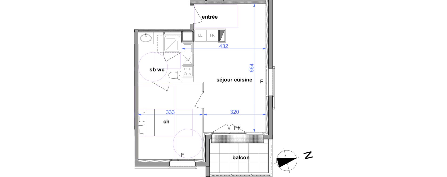 Appartement T2 de 42,93 m2 &agrave; Maromme Centre