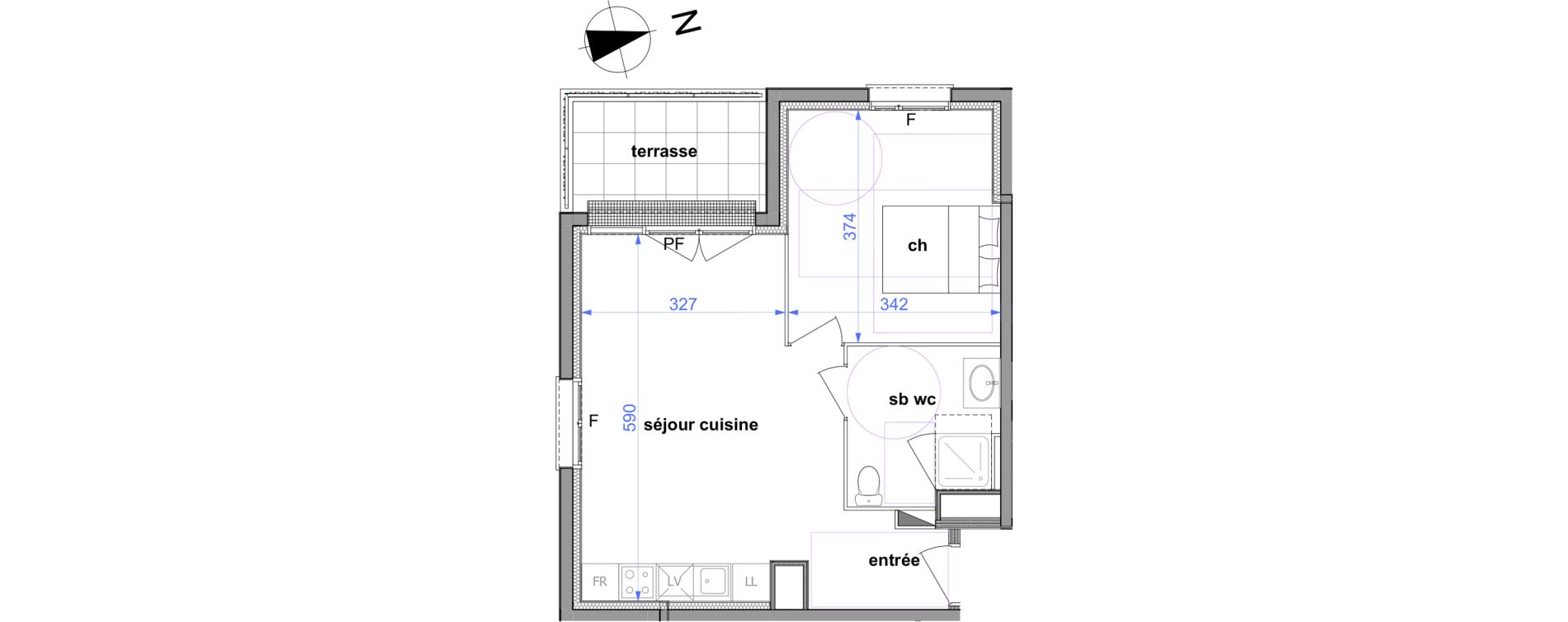 Appartement T2 de 43,87 m2 &agrave; Maromme Centre