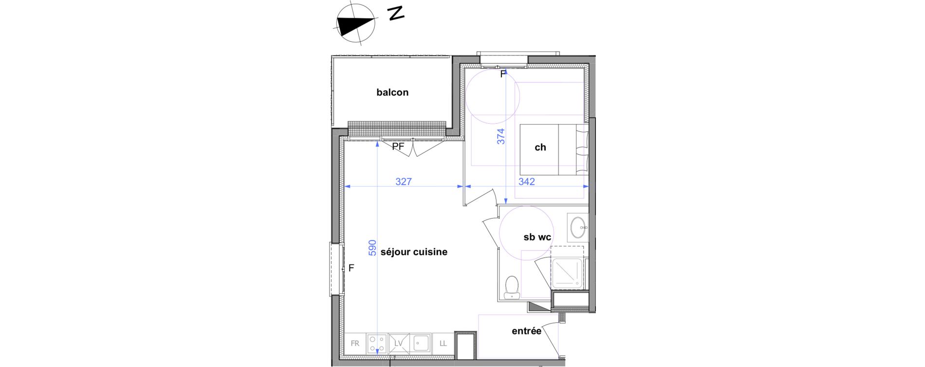 Appartement T2 de 43,87 m2 &agrave; Maromme Centre