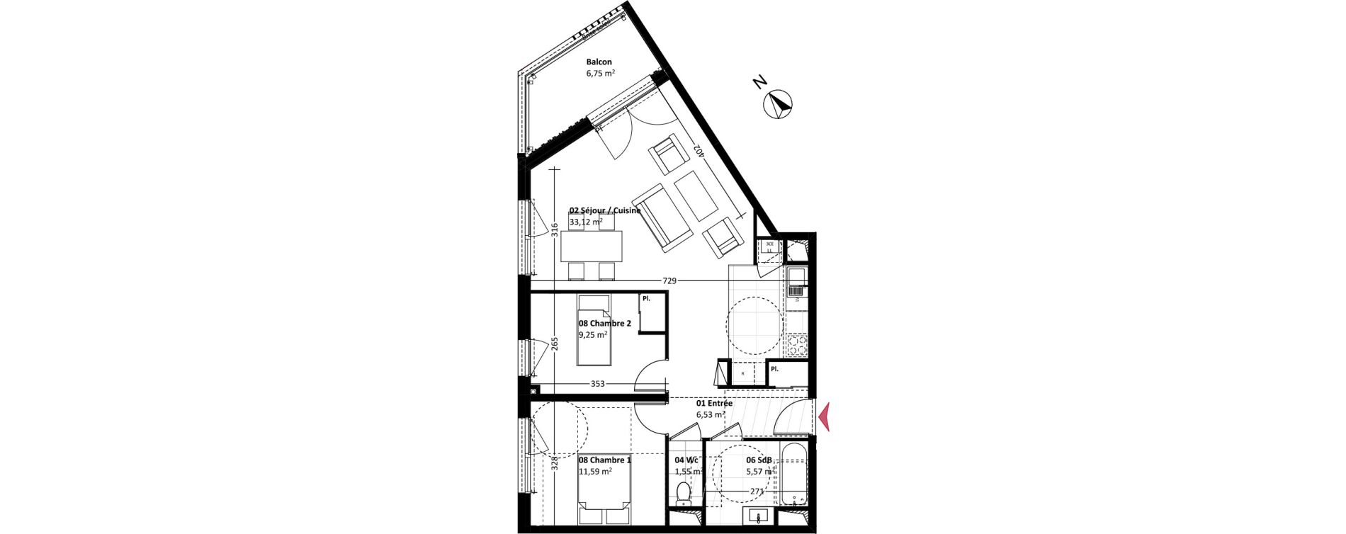 Appartement T3 de 67,61 m2 &agrave; Mont-Saint-Aignan La vatine