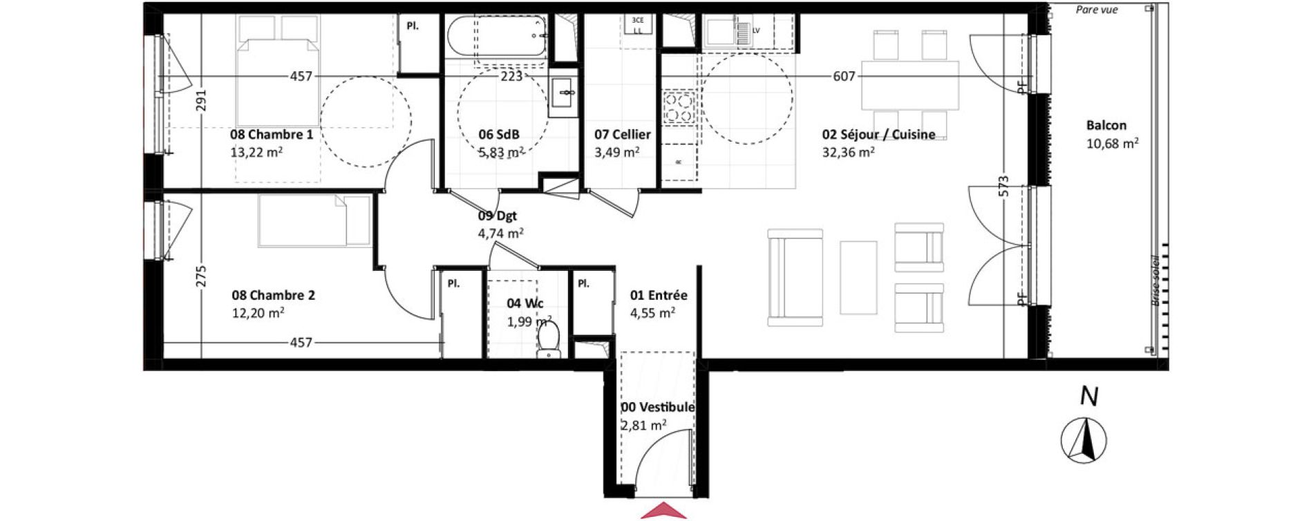 Appartement T3 de 81,19 m2 &agrave; Mont-Saint-Aignan La vatine