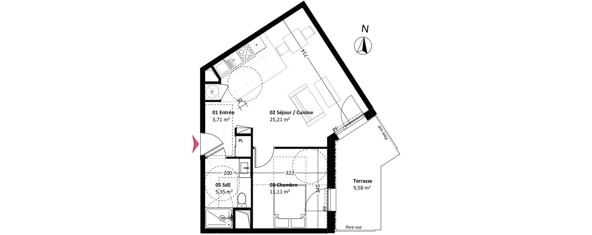 Appartement T2 de 45,38 m2 &agrave; Mont-Saint-Aignan La vatine
