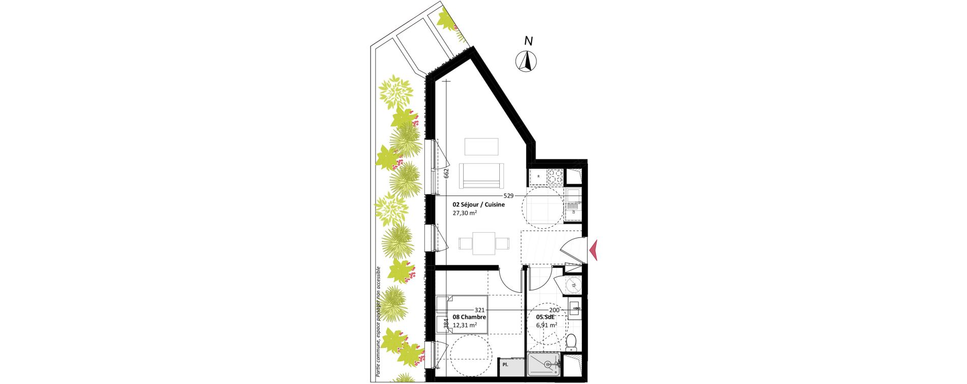 Appartement T2 de 46,52 m2 &agrave; Mont-Saint-Aignan La vatine