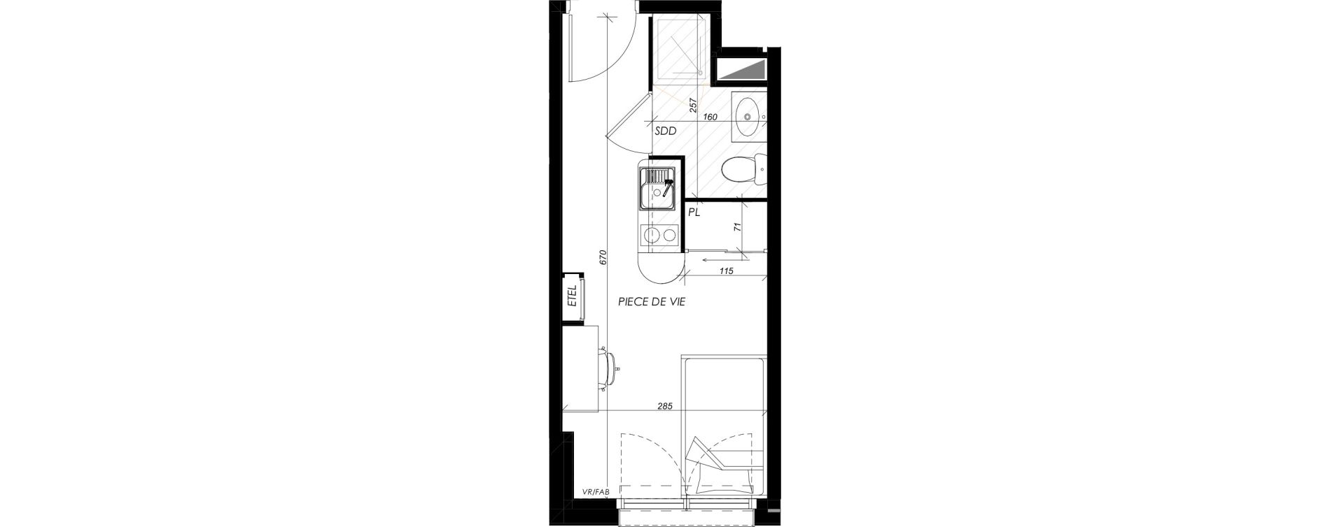 Appartement T1 meubl&eacute; de 17,82 m2 &agrave; Mont-Saint-Aignan Les oiseaux - deux bois