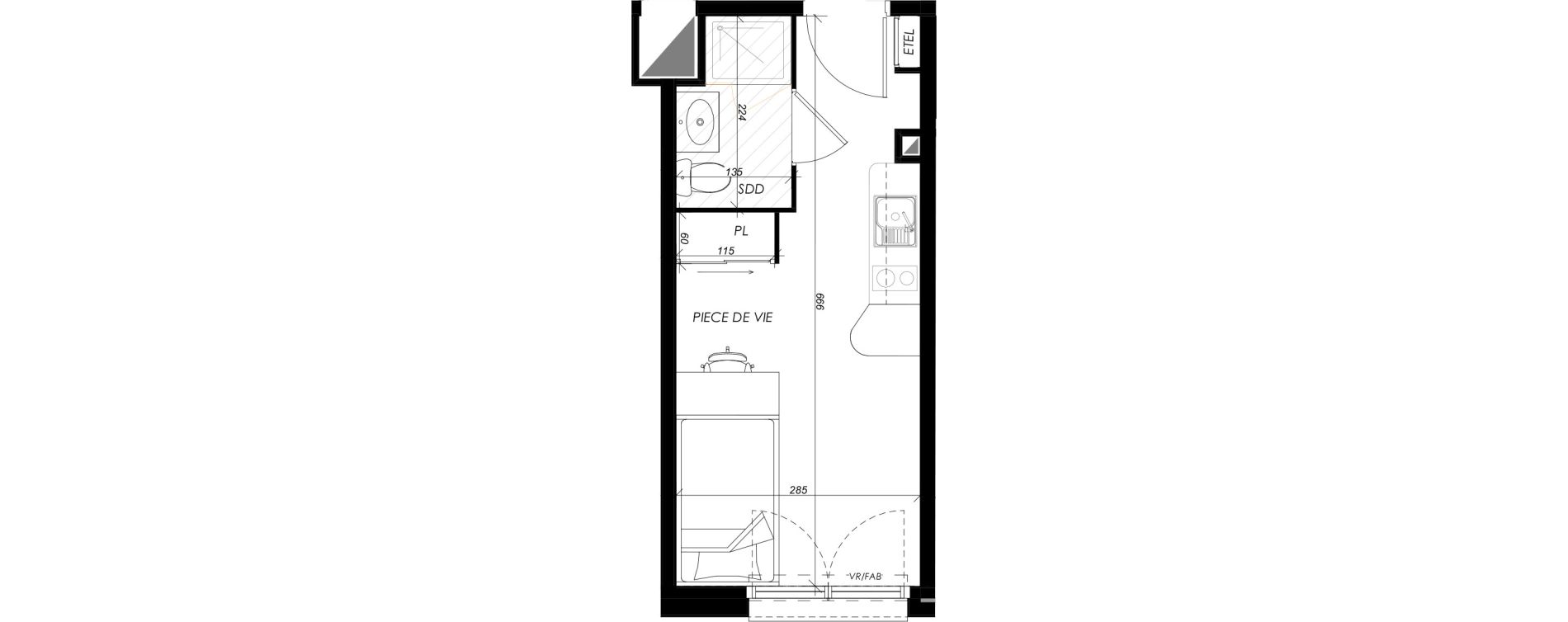 Appartement T1 meubl&eacute; de 18,18 m2 &agrave; Mont-Saint-Aignan Les oiseaux - deux bois