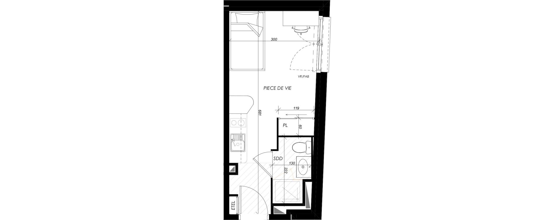 Appartement T1 meubl&eacute; de 18,19 m2 &agrave; Mont-Saint-Aignan Les oiseaux - deux bois