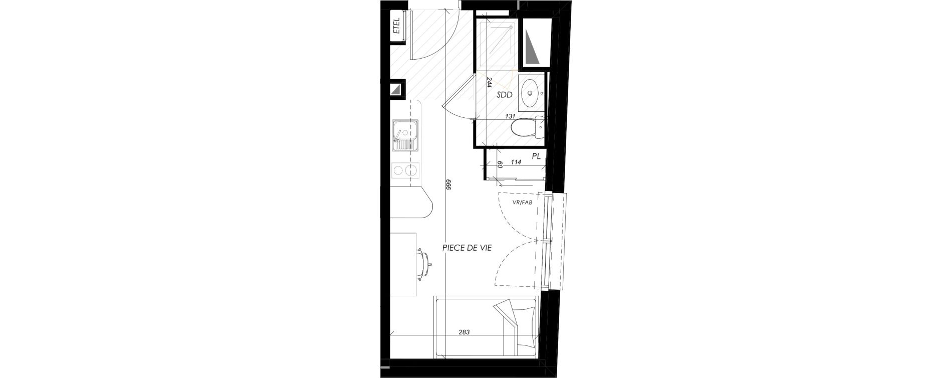 Appartement T1 meubl&eacute; de 18,24 m2 &agrave; Mont-Saint-Aignan Les oiseaux - deux bois