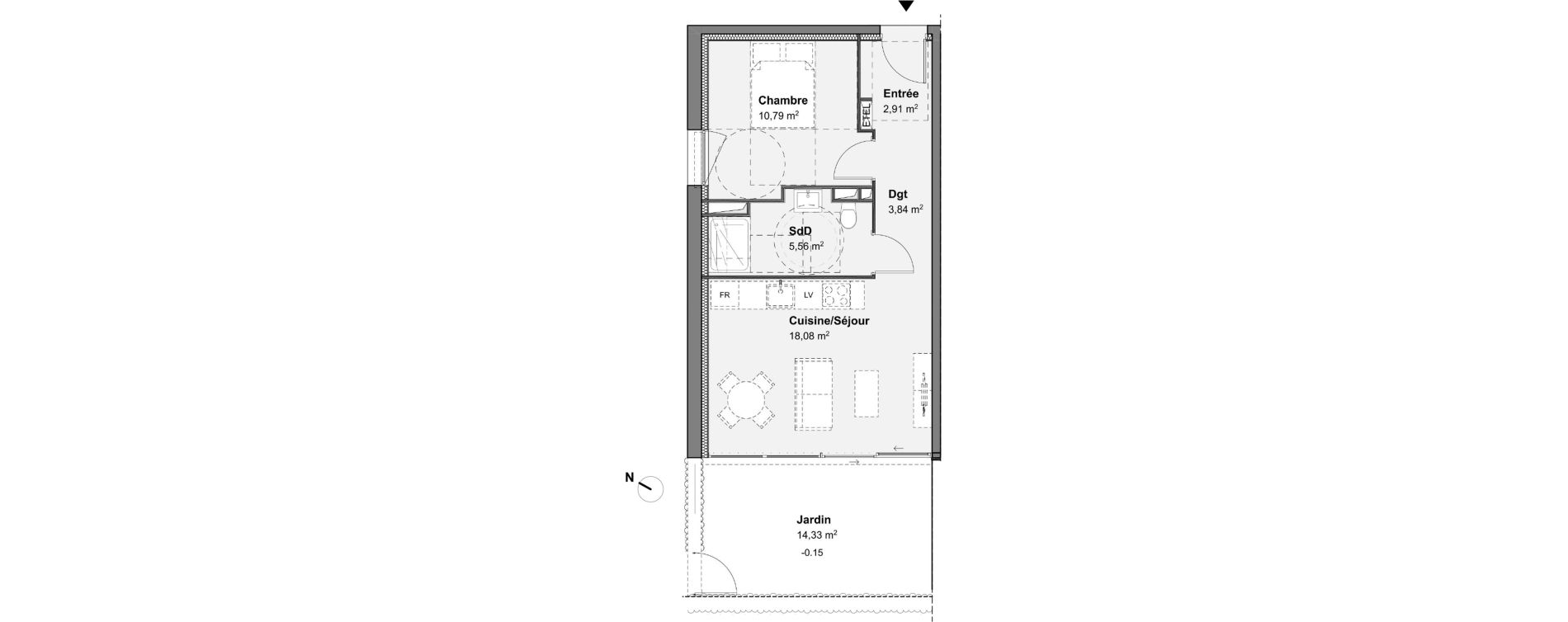 Appartement T2 de 41,18 m2 &agrave; Mont-Saint-Aignan Le cotillet