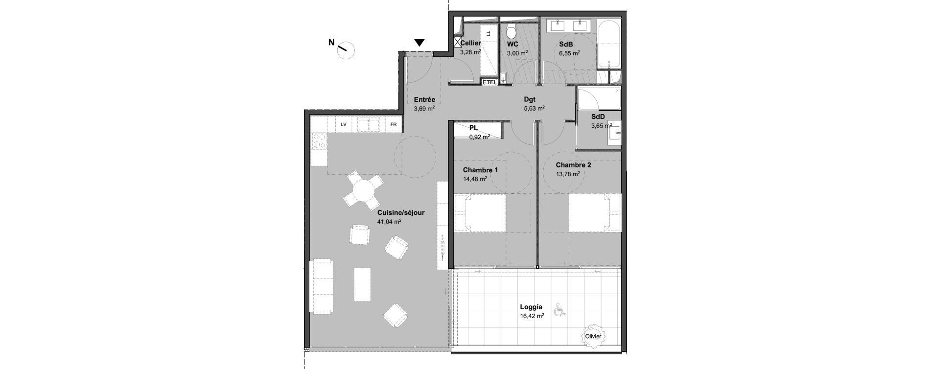 Appartement T3 de 96,01 m2 &agrave; Mont-Saint-Aignan Le cotillet