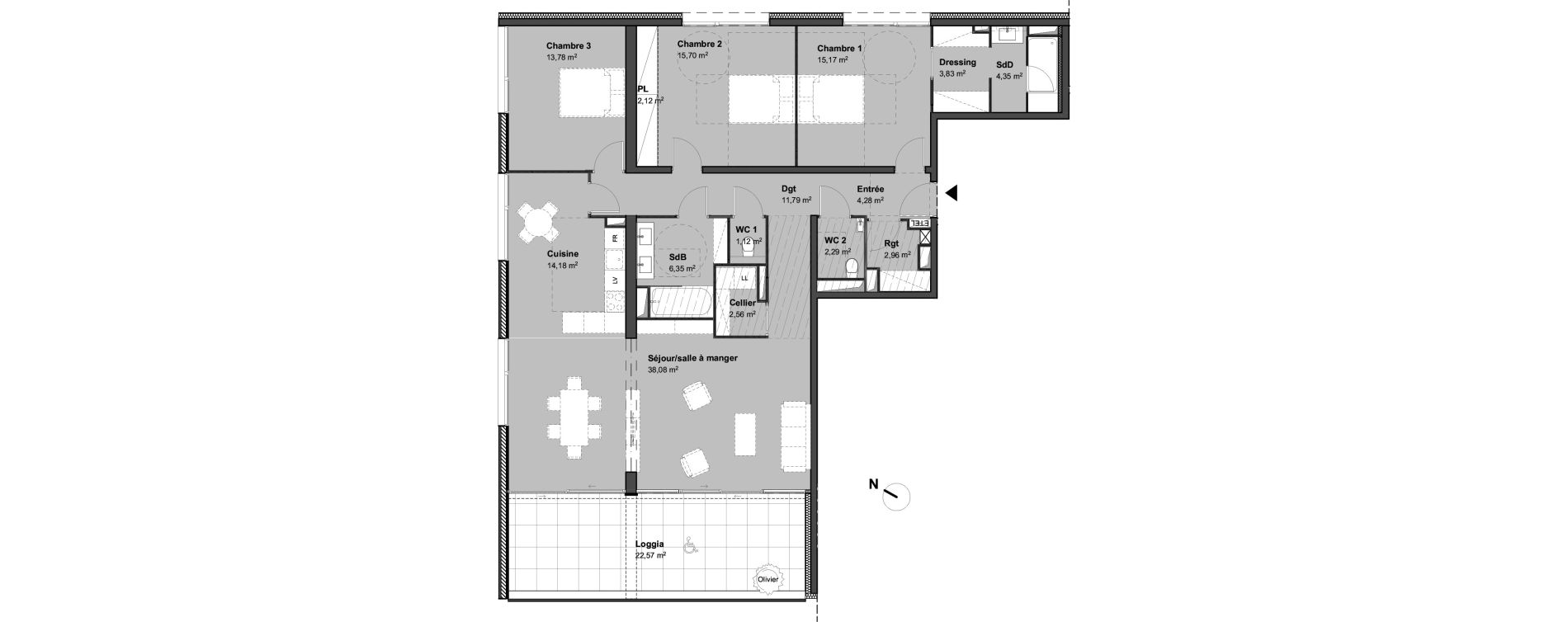 Appartement T4 de 138,55 m2 &agrave; Mont-Saint-Aignan Le cotillet