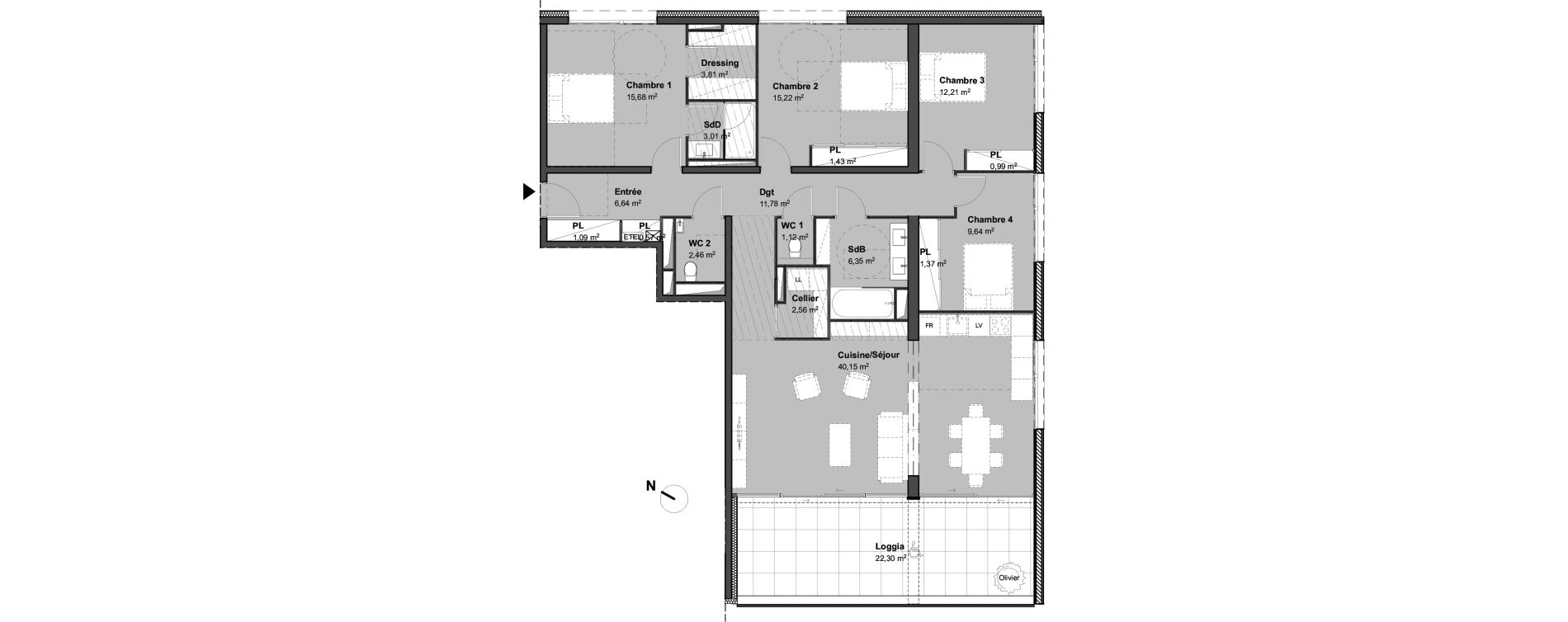 Appartement T5 de 136,07 m2 &agrave; Mont-Saint-Aignan Le cotillet