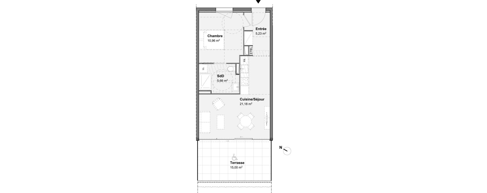 Appartement T2 de 43,03 m2 &agrave; Mont-Saint-Aignan Le cotillet