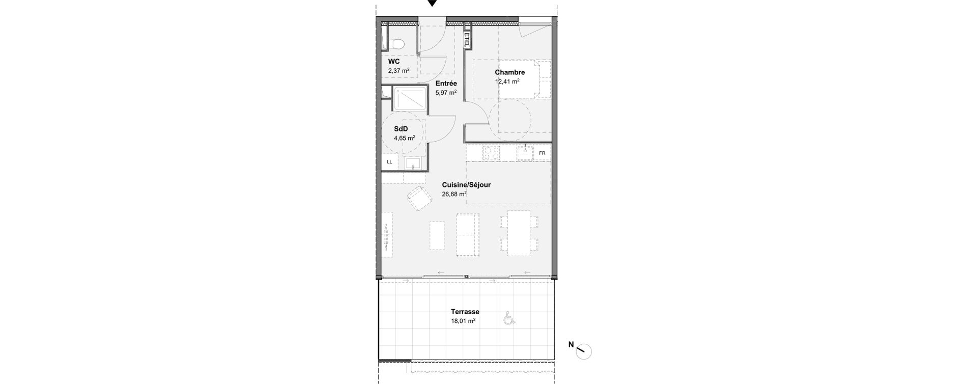 Appartement T2 de 52,08 m2 &agrave; Mont-Saint-Aignan Le cotillet