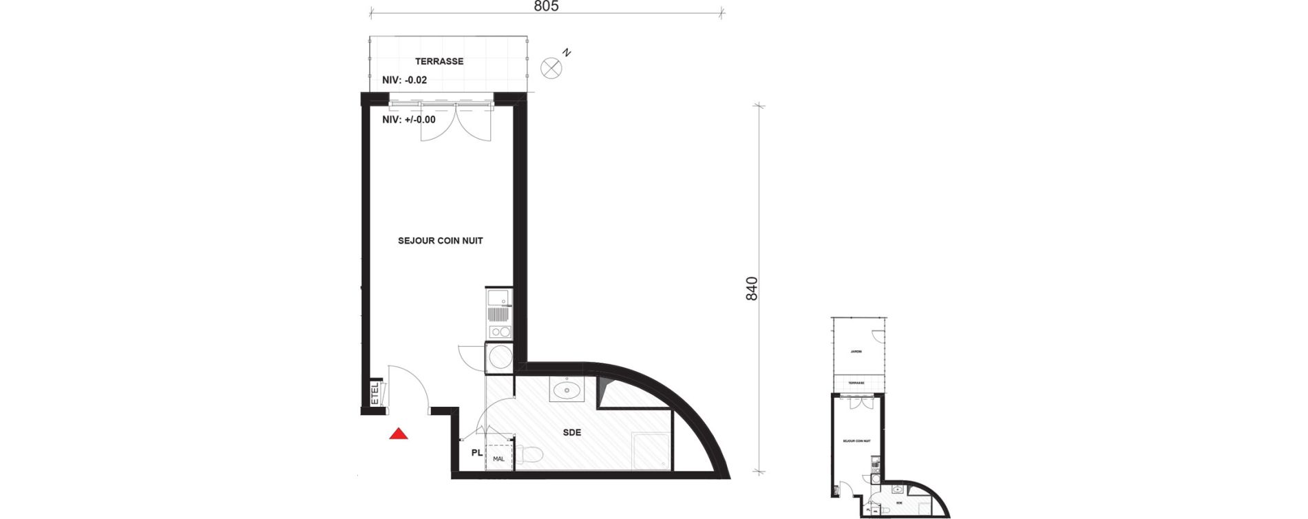 Appartement T1 de 31,10 m2 &agrave; Mont-Saint-Aignan Pl&eacute;iade - gendarmerie