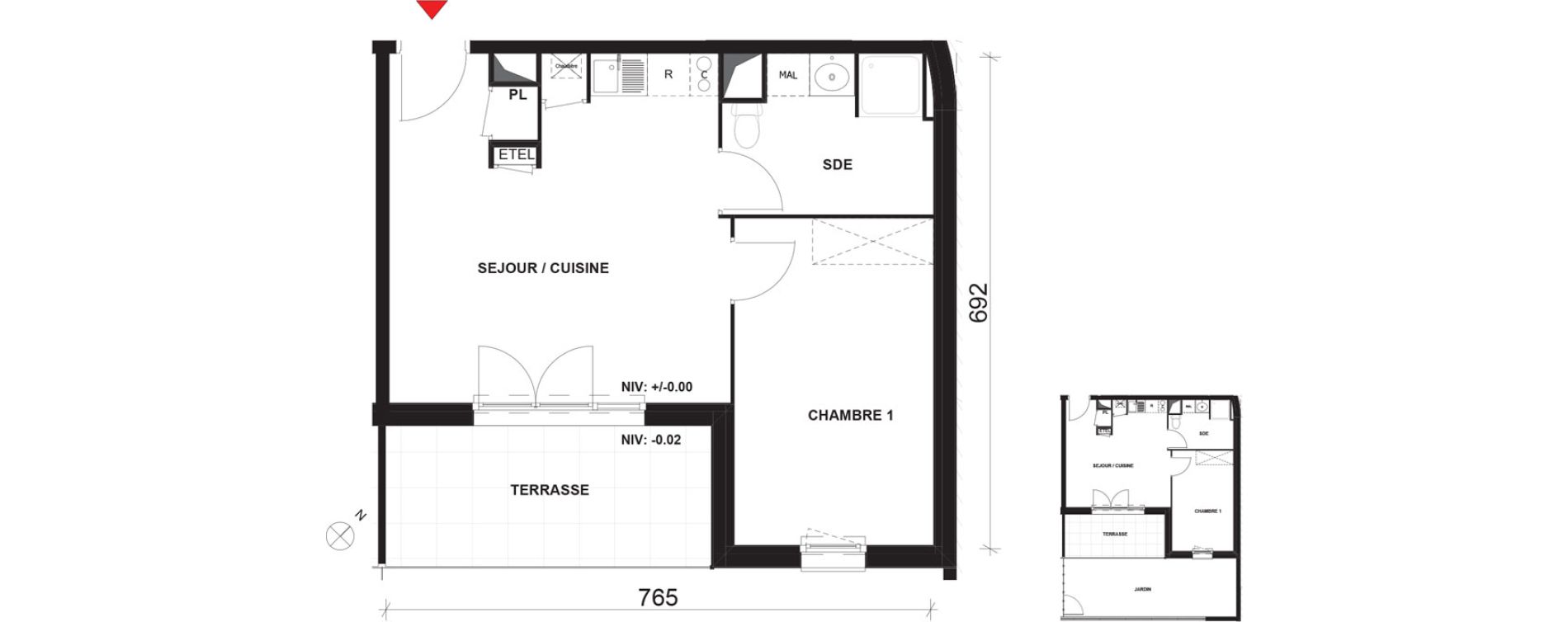 Appartement T2 de 41,54 m2 &agrave; Mont-Saint-Aignan Pl&eacute;iade - gendarmerie