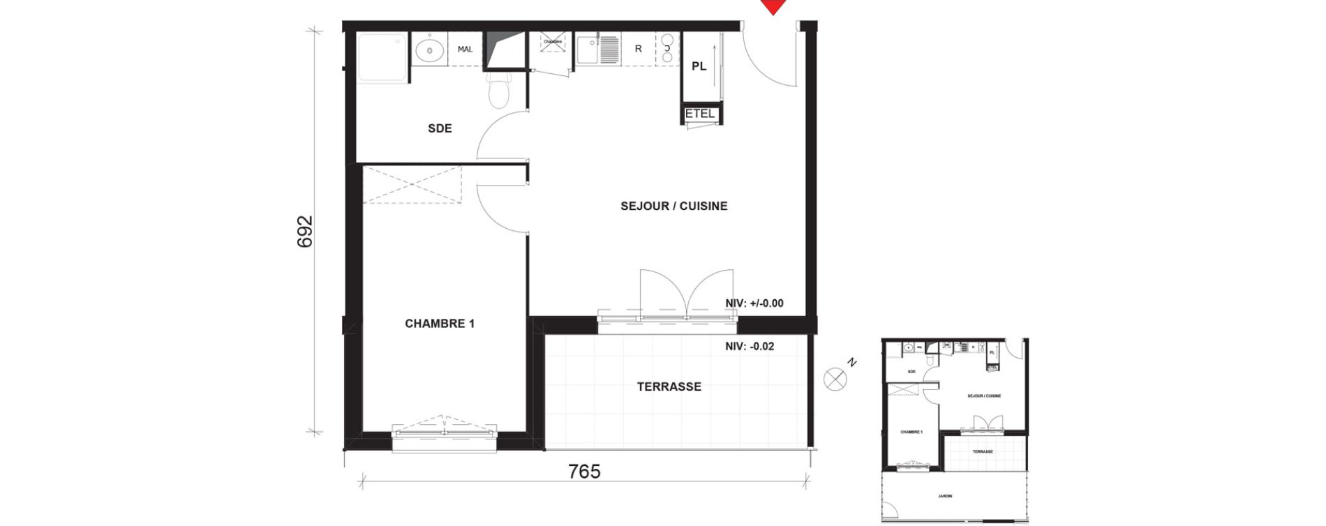 Appartement T2 de 42,23 m2 &agrave; Mont-Saint-Aignan Pl&eacute;iade - gendarmerie