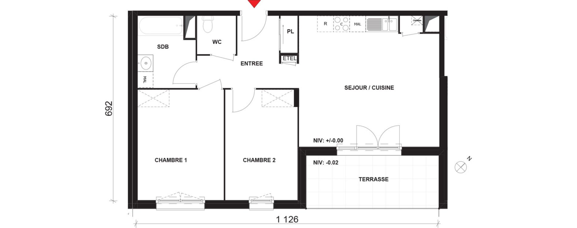 Appartement T3 de 65,28 m2 &agrave; Mont-Saint-Aignan Pl&eacute;iade - gendarmerie