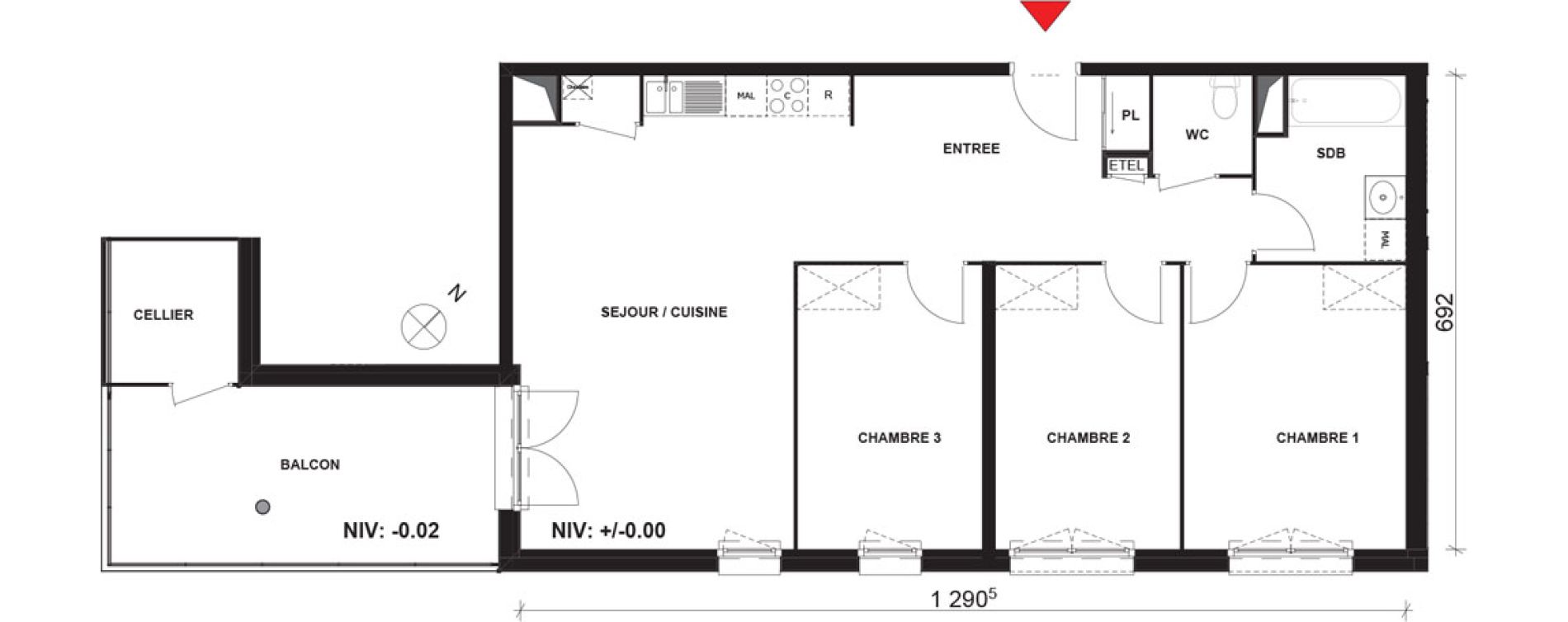 Appartement T4 de 86,63 m2 &agrave; Mont-Saint-Aignan Pl&eacute;iade - gendarmerie
