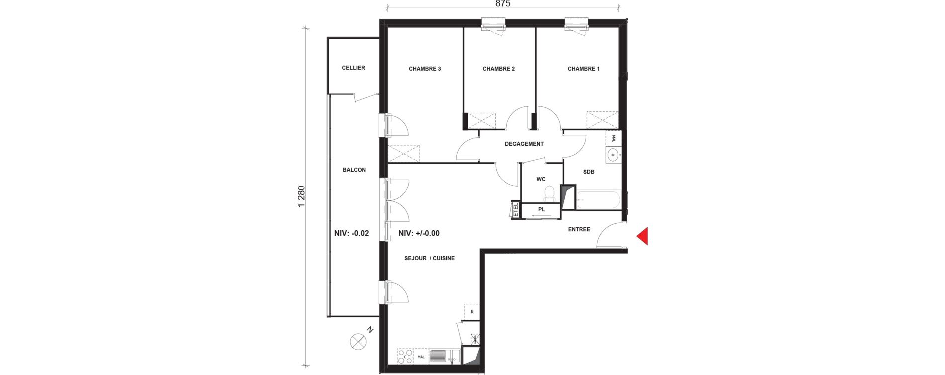 Appartement T4 de 86,38 m2 &agrave; Mont-Saint-Aignan Pl&eacute;iade - gendarmerie