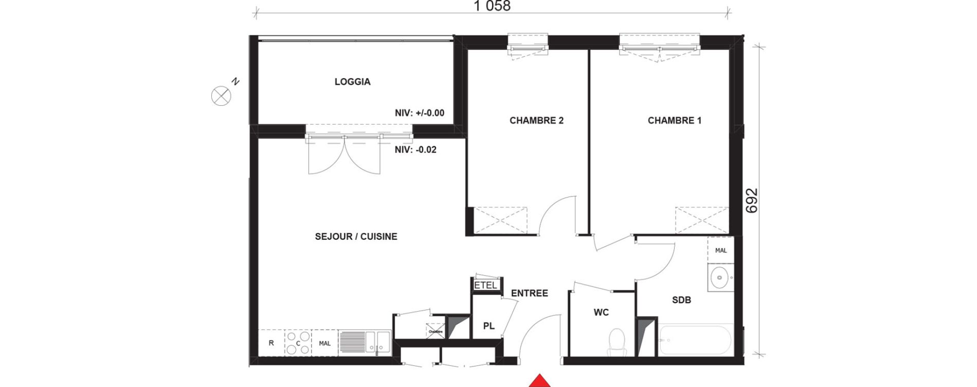 Appartement T3 de 61,05 m2 &agrave; Mont-Saint-Aignan Pl&eacute;iade - gendarmerie