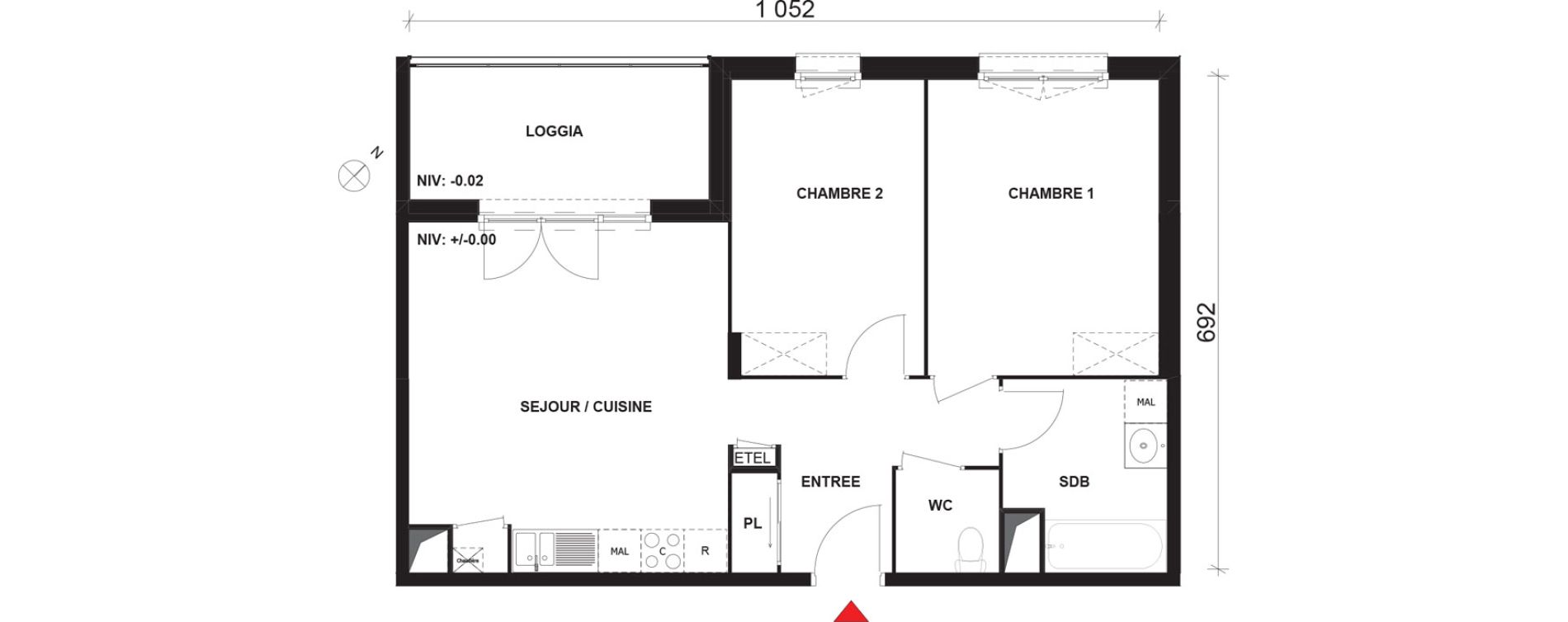 Appartement T3 de 61,77 m2 à Mont-Saint-Aignan Pléiade - gendarmerie