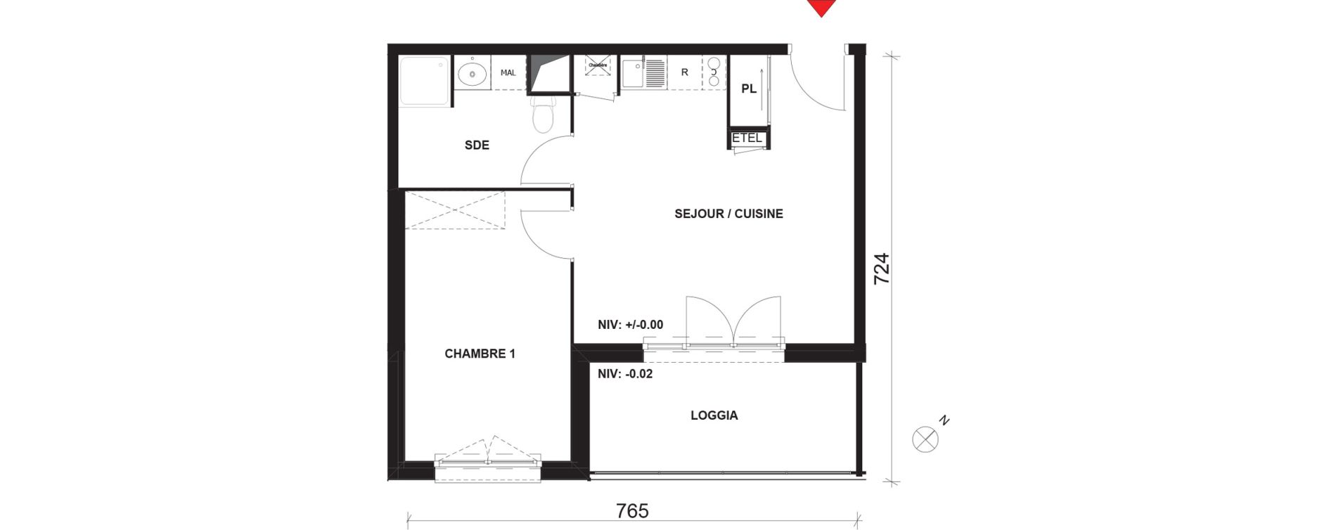 Appartement T2 de 42,23 m2 &agrave; Mont-Saint-Aignan Pl&eacute;iade - gendarmerie