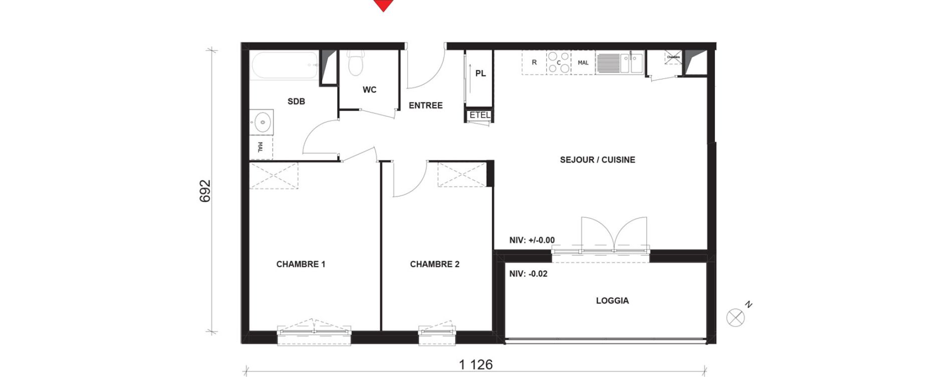 Appartement T3 de 65,16 m2 &agrave; Mont-Saint-Aignan Pl&eacute;iade - gendarmerie