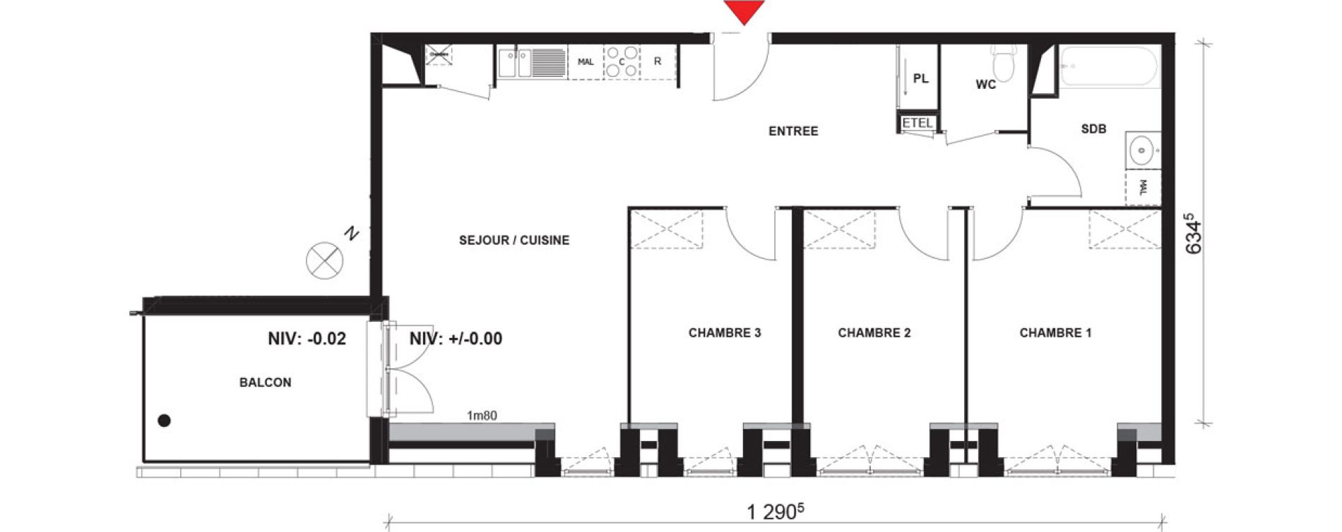 Appartement T4 de 82,95 m2 &agrave; Mont-Saint-Aignan Pl&eacute;iade - gendarmerie