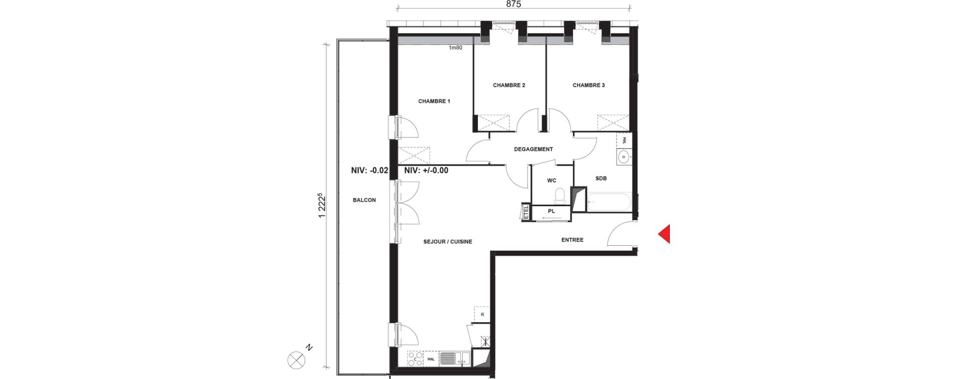 Appartement T4 de 80,35 m2 &agrave; Mont-Saint-Aignan Pl&eacute;iade - gendarmerie