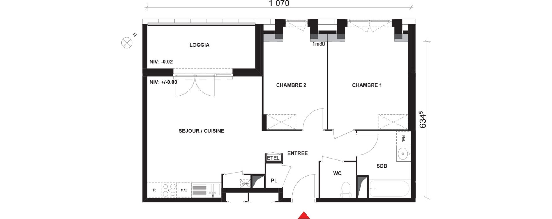 Appartement T3 de 59,47 m2 &agrave; Mont-Saint-Aignan Pl&eacute;iade - gendarmerie