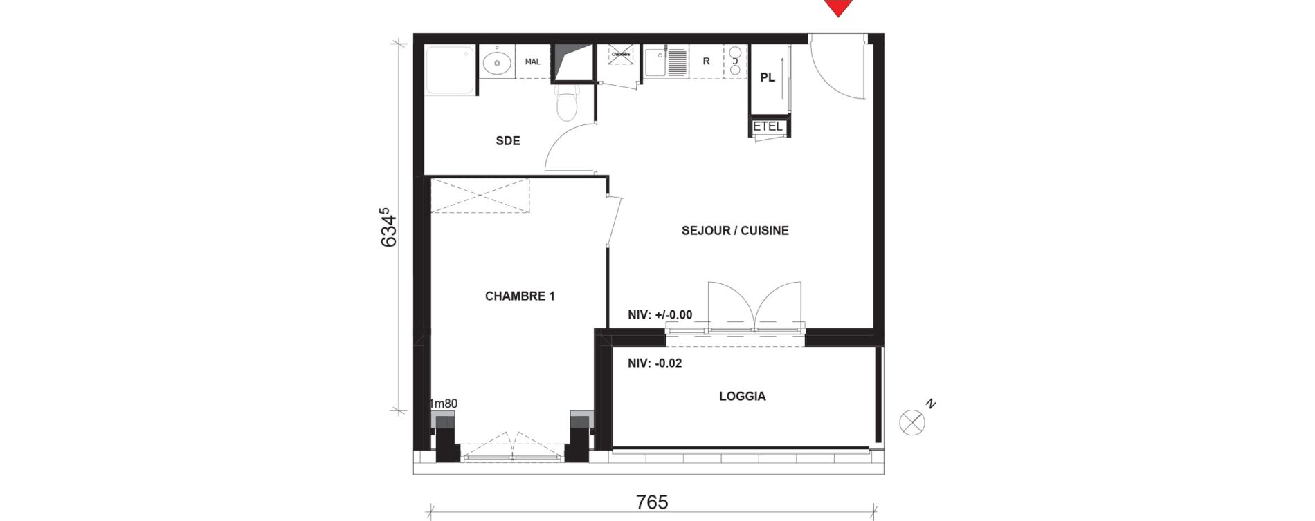 Appartement T2 de 41,75 m2 &agrave; Mont-Saint-Aignan Pl&eacute;iade - gendarmerie